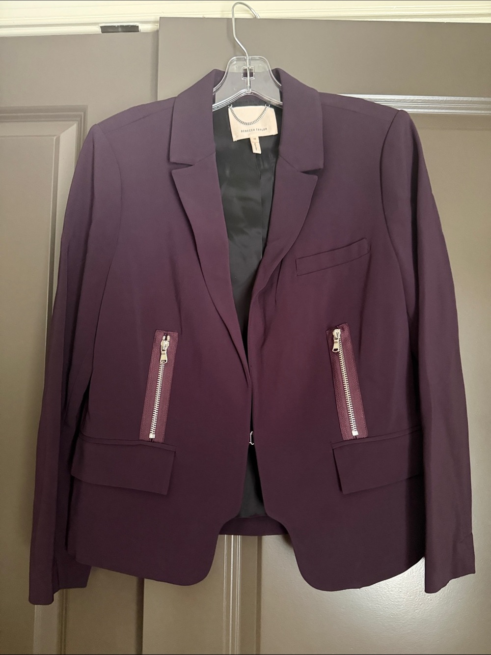 Rebecca Taylor Plum Zip-Pocket Blazer